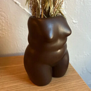 5” Matte Black Female Form Vase - Body Sculpture Modern Decor